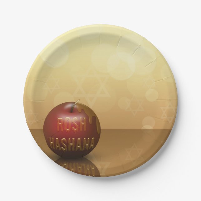 Plato De Papel Año Nuevo judío de Rosh Hashanah - placa de papel (Anverso)