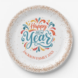 Plato De Papel Año Nuevo Personalizado