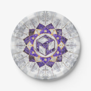 Plato De Papel Antahkarana en Lotus Mandala- Amethyst and Pearl