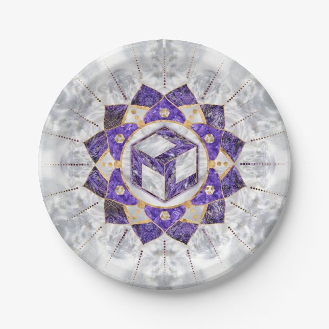Plato De Papel Antahkarana en Lotus Mandala- Amethyst and Pearl (Anverso)
