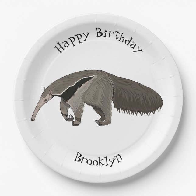 Plato De Papel Anteater personalizado ilustracion (Anverso)