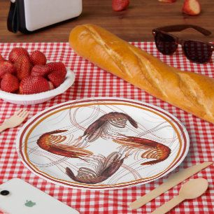 Plato De Papel Antennae Larga de Camarón Langostinos Mariscos