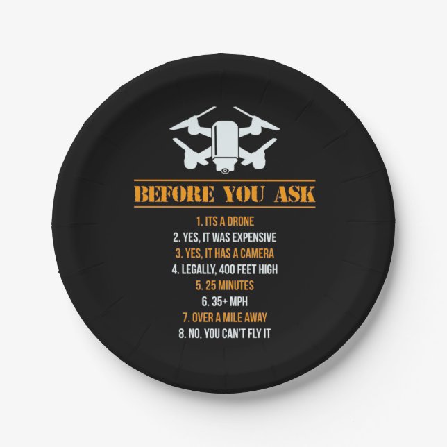 Plato De Papel Antes De Preguntar Al Piloto De Drones (Anverso)