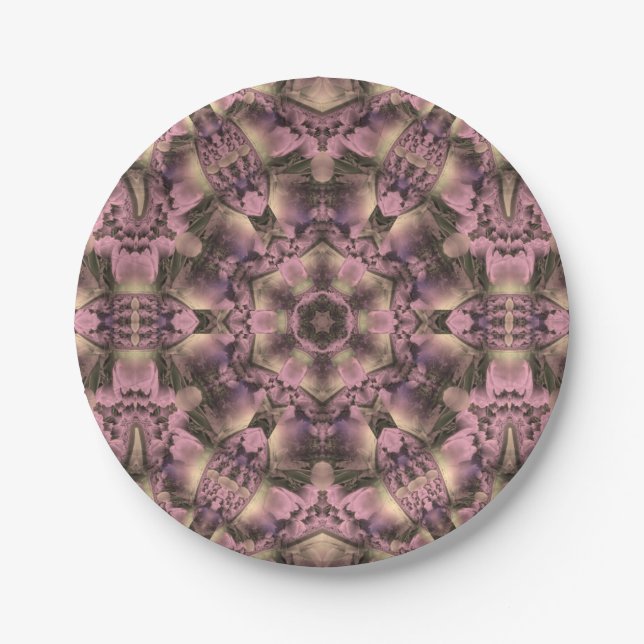 Plato De Papel Antigüedad rosada victoriana (Anverso)