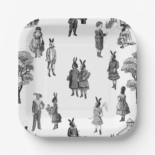 Plato De Papel antigüedades victorianas animales de bebé niños to (Anverso)