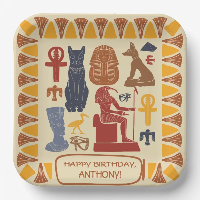 Plato De Papel Antiguo Egipto Personalizado Fiesta (Anverso)