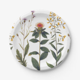 Plato De Papel Antiguo Wildflower Elegante amante de la naturalez