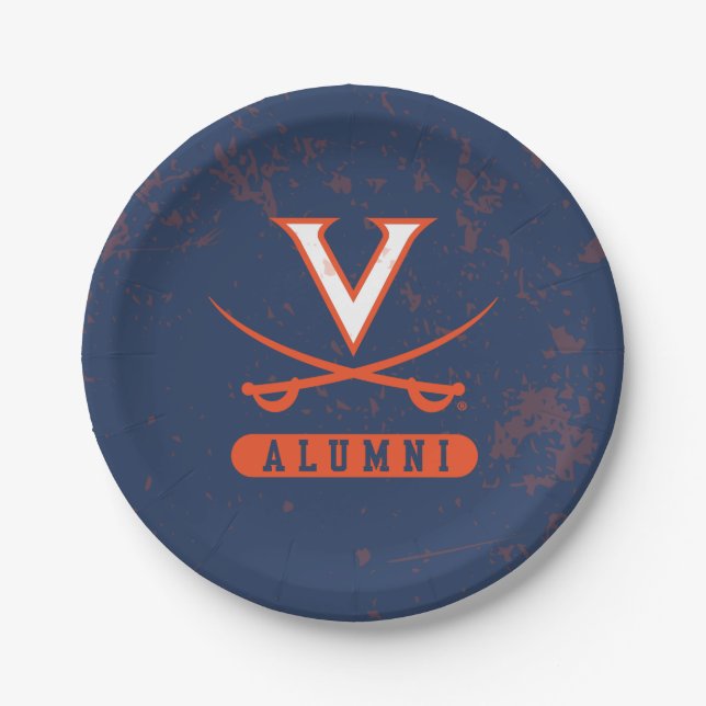 Plato De Papel Antiguos Alumnos de Virginia Cavaliers Angustiados (Anverso)