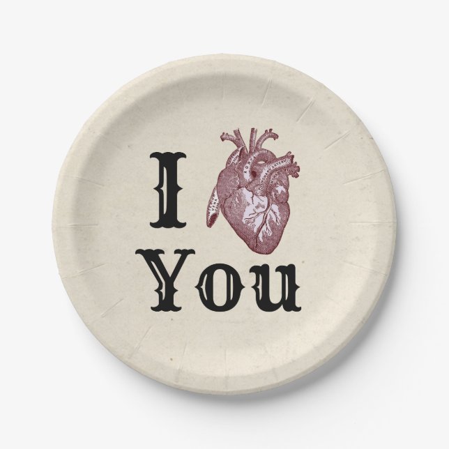 Plato De Papel Antique I Heart You (Anverso)