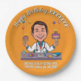 PLATO DE PAPEL ANTISTRESS DOCTORS BIRTHDAY PARTY ORANGE