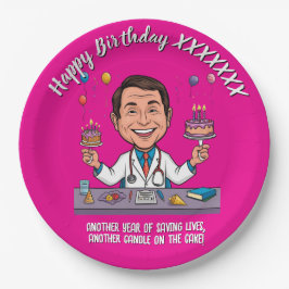 PLATO DE PAPEL ANTISTRESS DOCTORS BIRTHDAY PARTY PINK