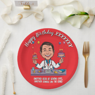 PLATO DE PAPEL ANTISTRESS DOCTORS BIRTHDAY PARTY WHITE