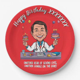 PLATO DE PAPEL ANTISTRESS DOCTORS BIRTHDAY PARTY WHITE