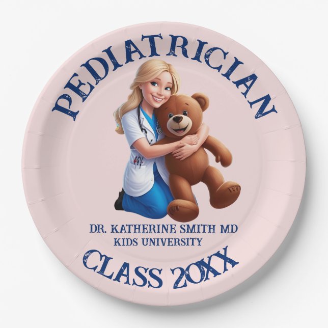 Plato De Papel antistress pediatrician teddy bear kids university (Anverso)