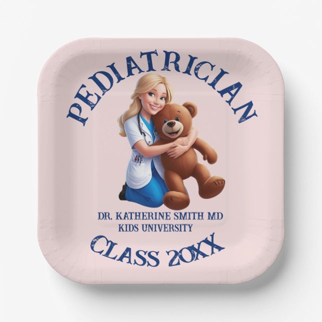 Plato De Papel antistress pediatrician teddy bear kids university (Anverso)