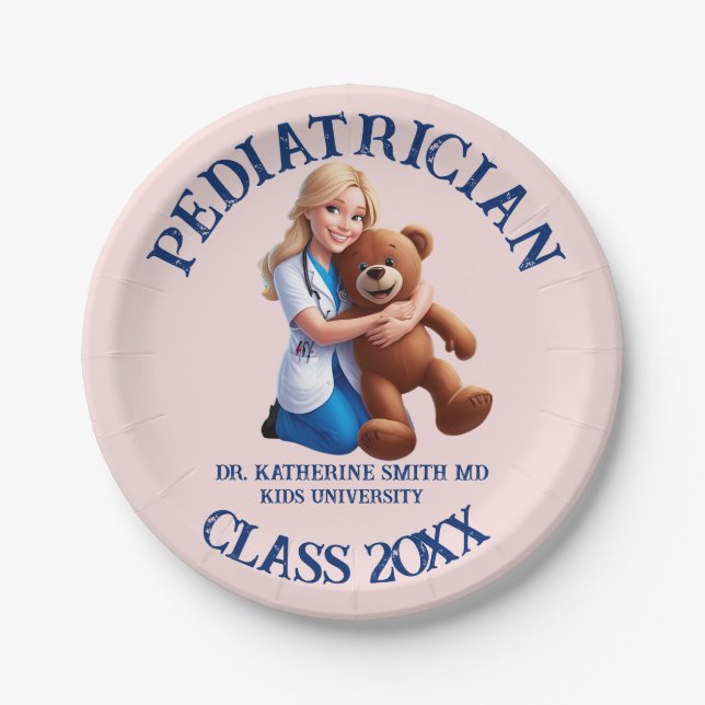 Plato De Papel antistress pediatrician teddy bear kids university (Anverso)