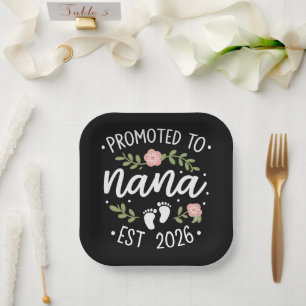 Plato De Papel Anuncio de embarazo ascendido a Nana 2026