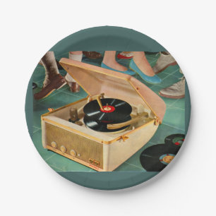 Plato De Papel Anuncio portátil de reproductor de discos de los 
