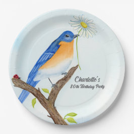 Plato De Papel Any Age Happy April Birthday with Bluebird