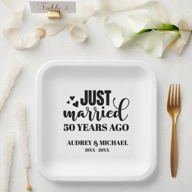 Plato De Papel Any Year Anniversary Personalized (Boda)
