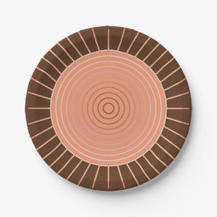 Plato De Papel Aparición geométrica moderna - Peach y Brown