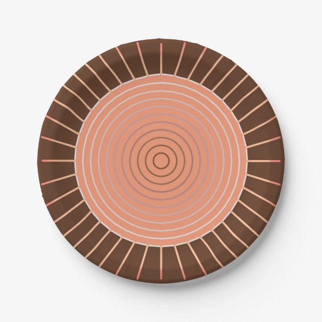 Plato De Papel Aparición geométrica moderna - Peach y Brown (Anverso)