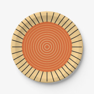 Plato De Papel Aparición solar geométrica moderna - Naranja manda