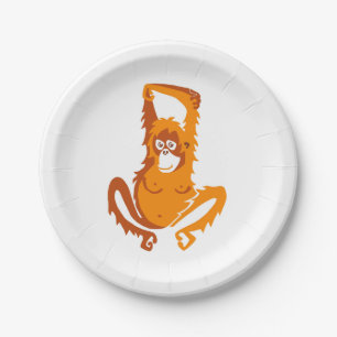 Plato De Papel Ape - ORANGUTAN - Fiesta animal en peligro de exti