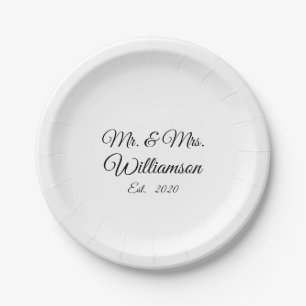 Plato De Papel Apellido de la pareja personalizar, año, número de