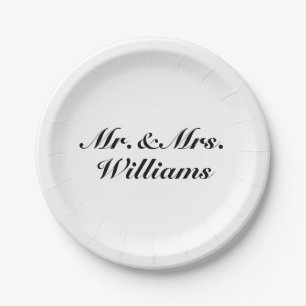 Plato De Papel Apellido del personalizar Couple Sr. y Mrs. classi