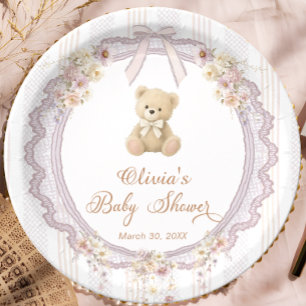 Plato De Papel Apenas Podemos Esperar Arco Floral Vintage Baby Sh