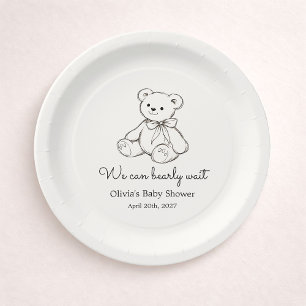 Plato De Papel "Apenas Podemos Esperar" Baby Shower Neutral en Gé