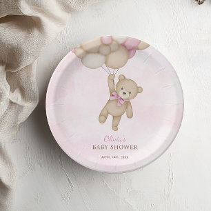 Plato De Papel Apenas Podemos Esperar Fiesta de Bebé Rosa