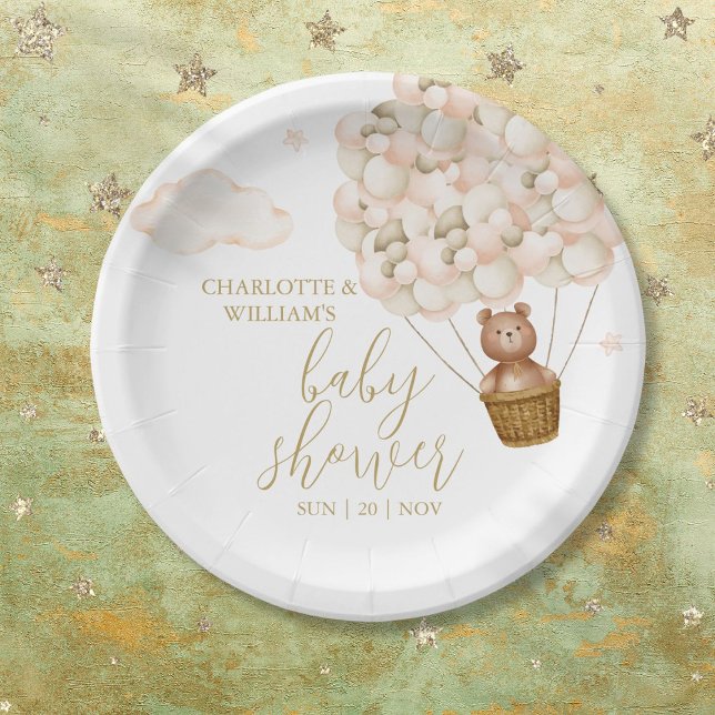 Plato De Papel Apenas Podemos Esperar Oso de Peluche Baby Shower (We Can Bearly Wait Teddy Bear Baby Shower Paper Plates)