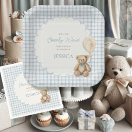 Plato De Papel Apenas Podemos Esperar Oso de Peluche Niño Baño de
