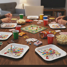 Plato De Papel Aperitivo de noche de juegos