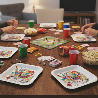Plato De Papel Aperitivo de noche de juegos