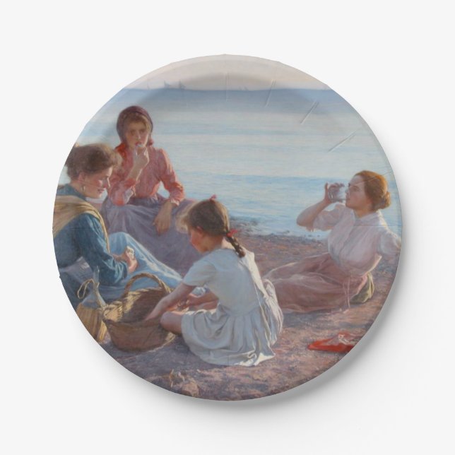 Plato De Papel Aperitivo picnic en la playa (escenario marítimo i (Anverso)