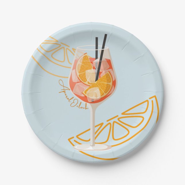 Plato De Papel Aperol O'Clock (Anverso)