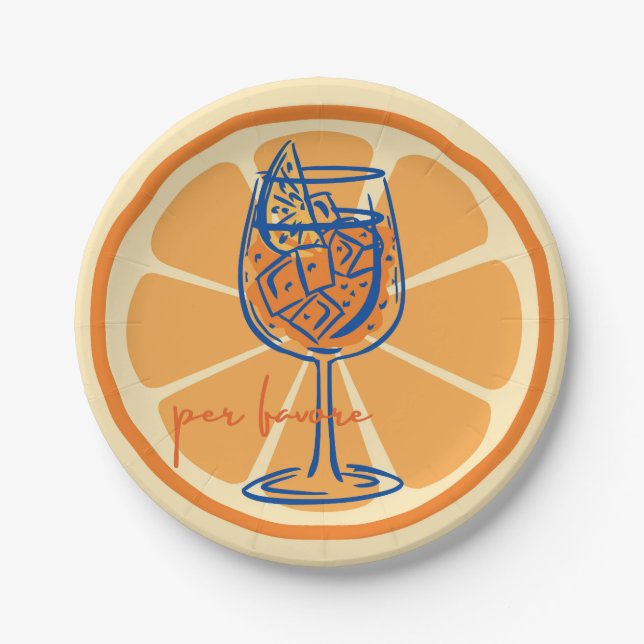 Plato De Papel Aperol por favore (Anverso)