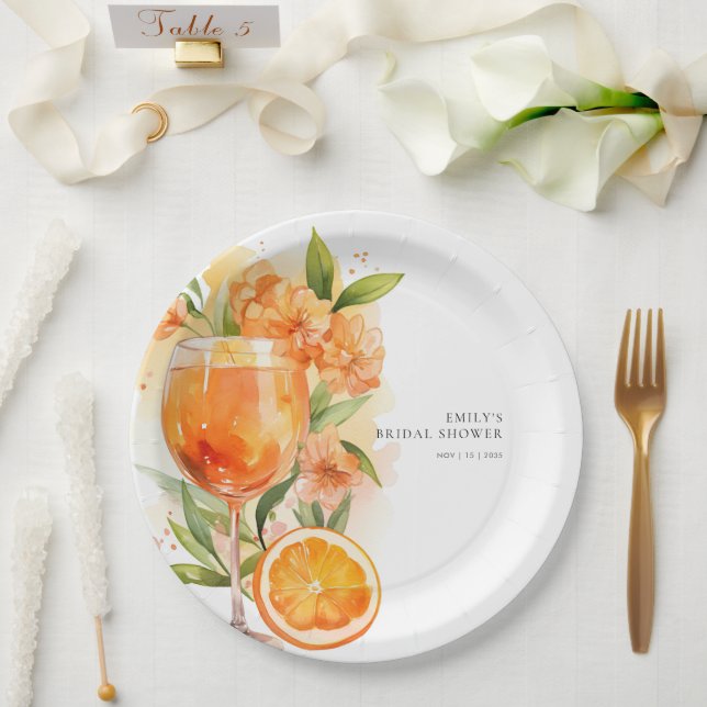 Plato De Papel Aperol Spritz Bridal Shower (Boda)