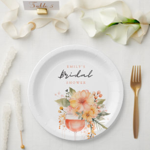 Plato De Papel Aperol Spritz Desayuno Nupcial Floral