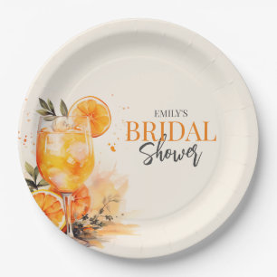 Plato De Papel Aperol Spritz Watercolor Bridal Shower