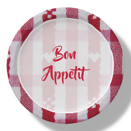 Plato De Papel Apetito de Bon rojo y blanco