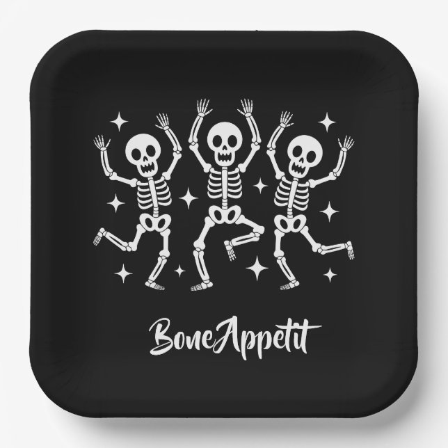 Plato De Papel Apetito óseo de Halloween (Anverso)