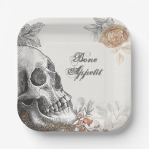 Plato De Papel Apetito óseo gótico Skeleton Halloween