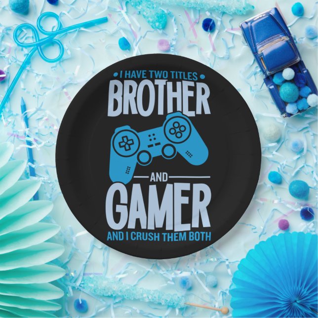 Plato De Papel Aplastar dos títulos Hermano y Jugador (Fiesta)