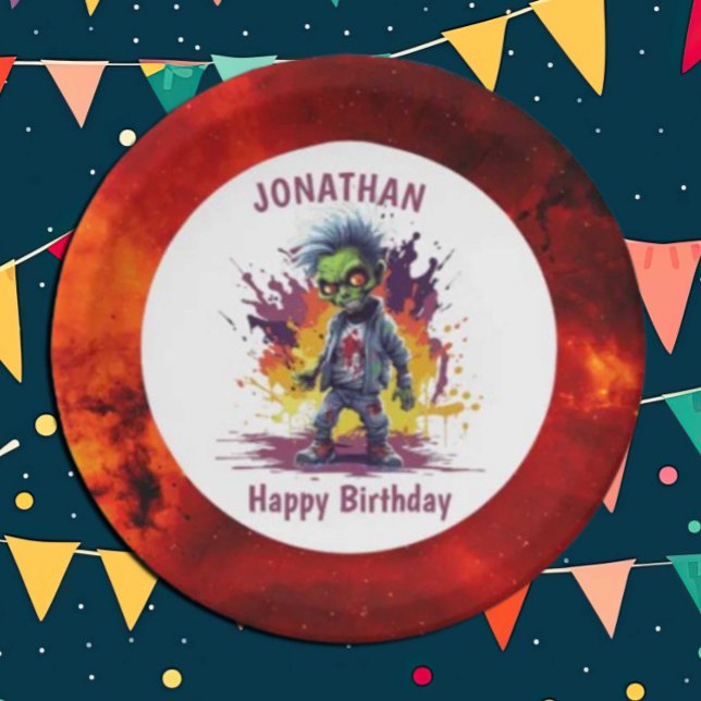 Plato De Papel Apocalypse Birthday Zombie Boy (Zombie Walkers,  Your birthday party won't be complete without an array of gruesome zombie props! )