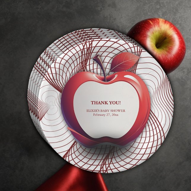Plato De Papel Apple 3D de nuestro Baby Shower geométrico ocular (Subido por el creador)