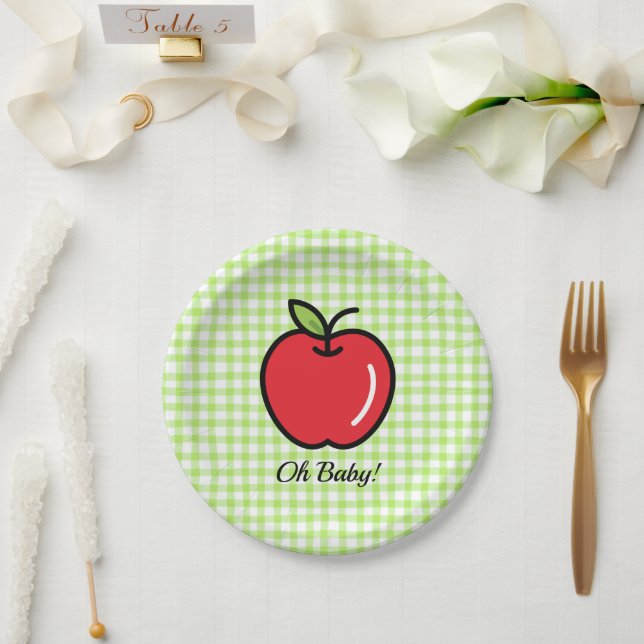 Plato De Papel Apple Baby Shower Plates – “Oh Baby !”  (Boda)